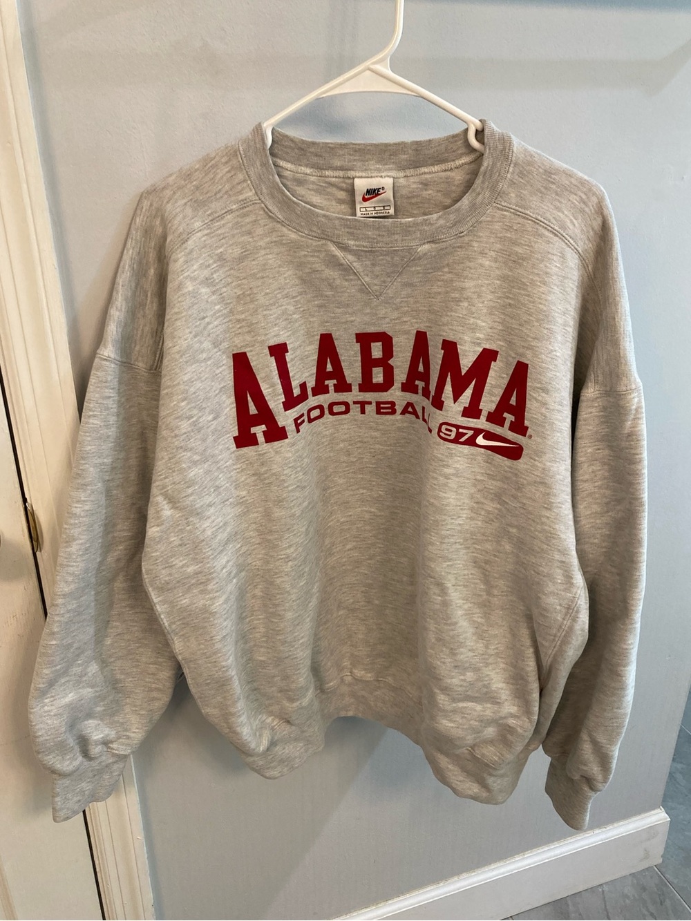 90s Vintage Nike Alabama Football Crewneck Sweater Gray Men's Large Crimson Tide